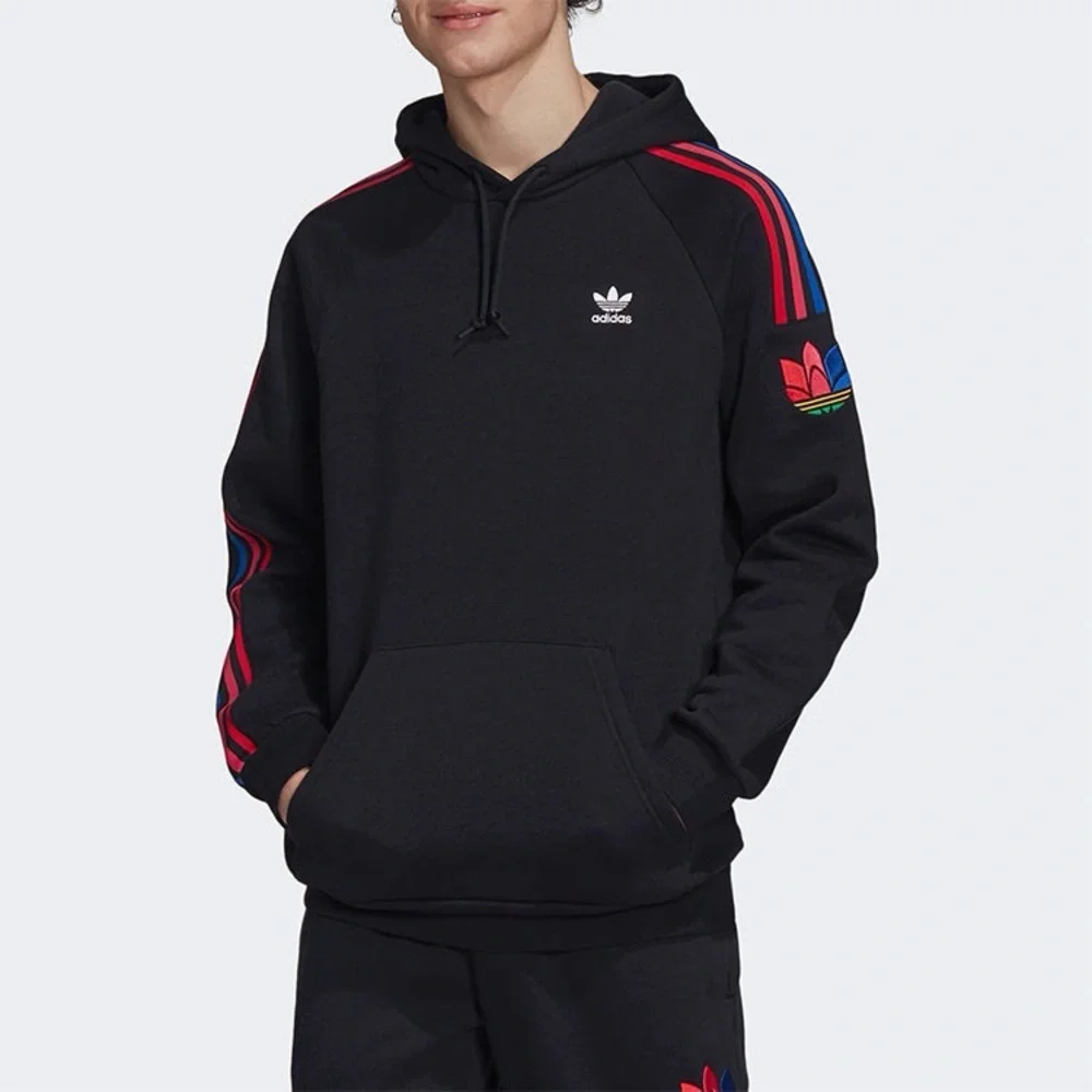 Adidas Fleece Lined Black Hoodie Sweatshirt size Large EUC - Picture 1 of 13